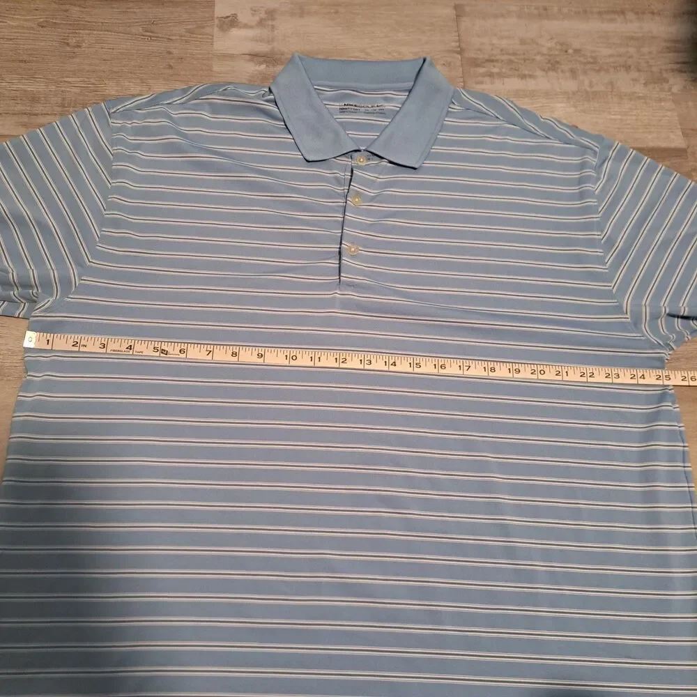 Nike Golf Mens XXL Dri Fit Polo Shirt Collar Vent Blue Striped Logo Tatum Ranch